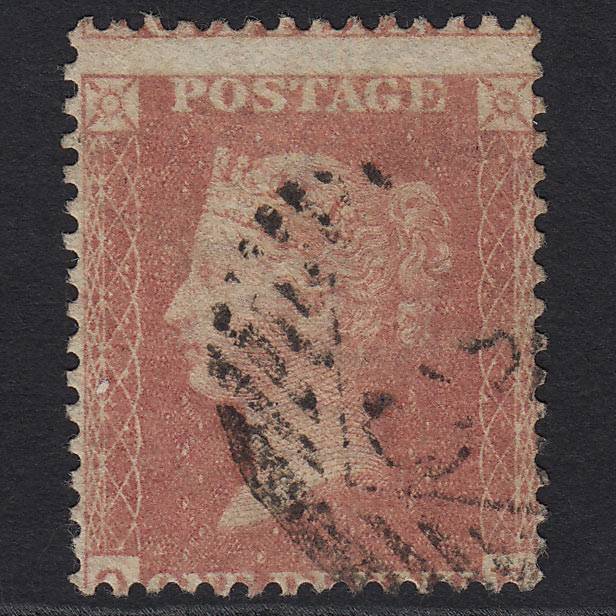 GB QV 1857 1d Pale Rose SG39-C10(3) GU London IS Cancel Misperf