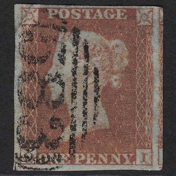 GB QV 1841 1d Red-brown (Plate 91) SG8-B1(1) OI GU Nottingham 583