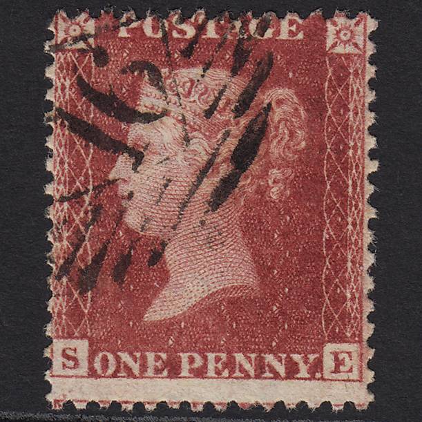 GB QV 1857 1d Deep Rose-red (Plate 55) SG41-C10(4) SE FU London IS 16 Misperf