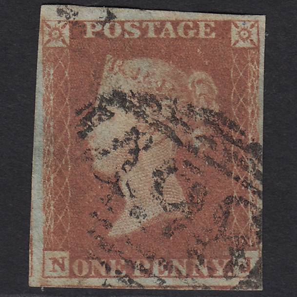 GB QV 1841 1d Red-brown Pl 75 SG8-B1(1) NJ GU 4 Margins Manchester 498