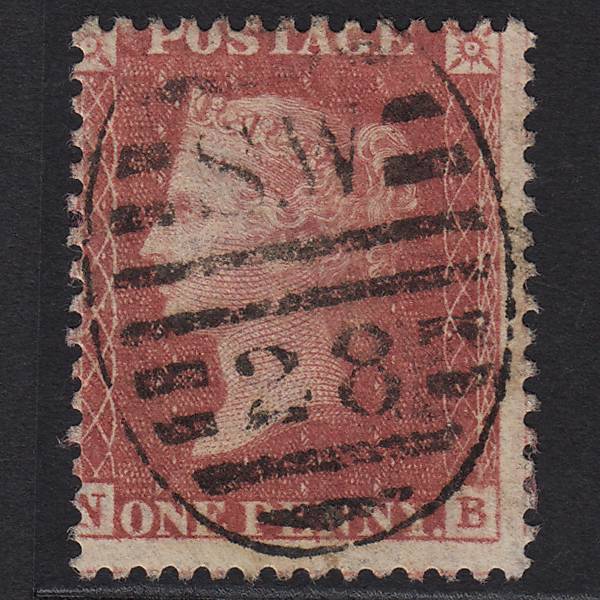 GB QV 1857 1d Rose-red (Plate 59) SG40-C10(1) NB FU London D&S SW28 Misperf
