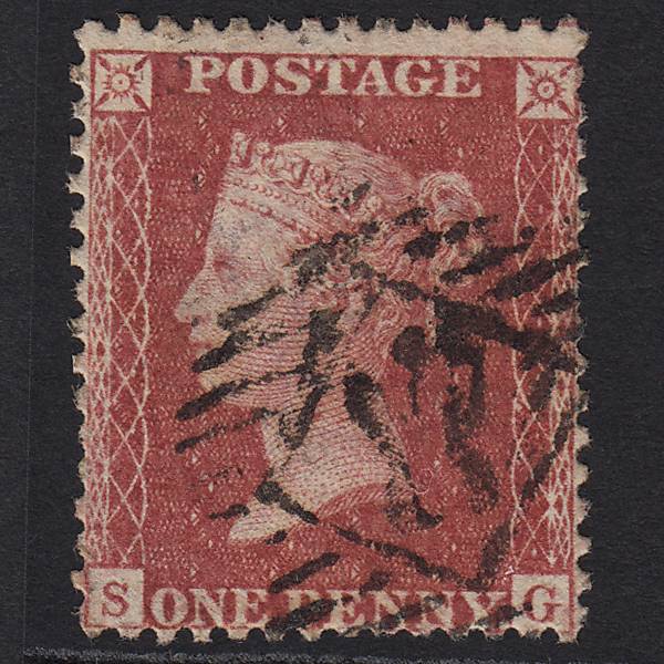 GB QV 1857 1d Rose-red (Plate 57) SG40-C10(1) SG GU London IS Cancel