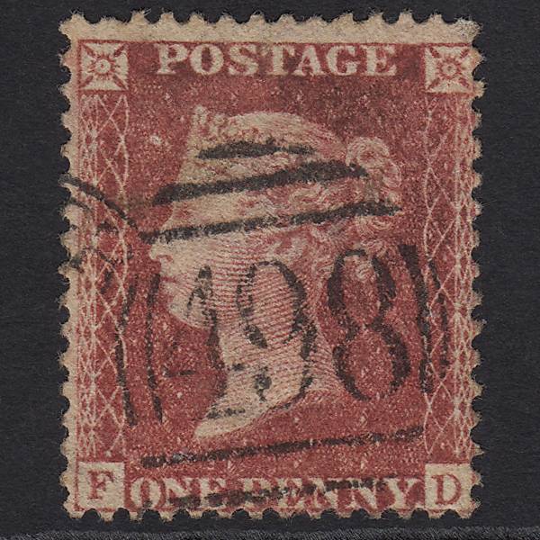 GB QV 1857 1d Rose-red (Plate 46) SG40-C10(1) FD FU Manchester 498 Spoon