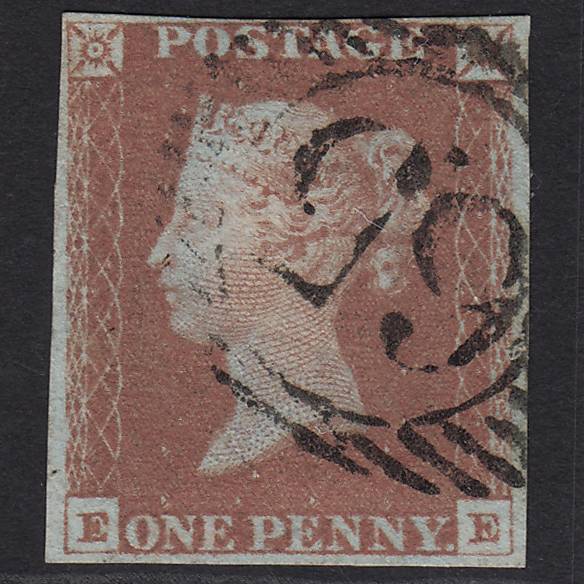 GB QV 1841 1d Red-brown Pl 71 SG8-B1(1) EE FU 4 Margins London D&S 65
