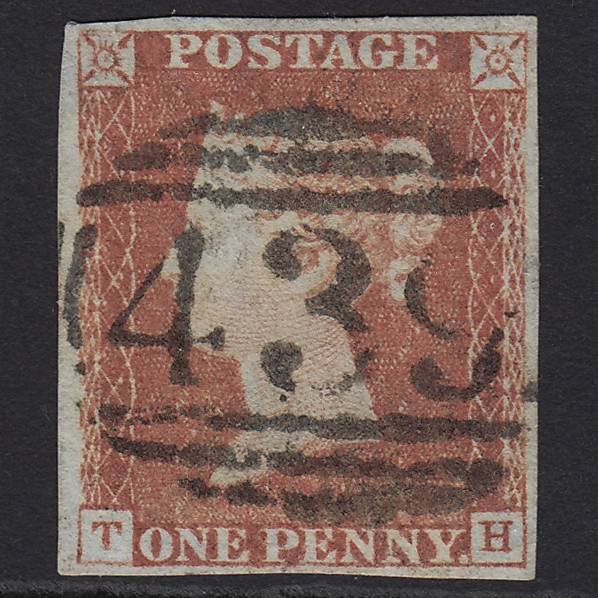 GB QV 1841 1d Pl 75 SG8-B1(1) Constant Variety TH FU 4M Launceston 439