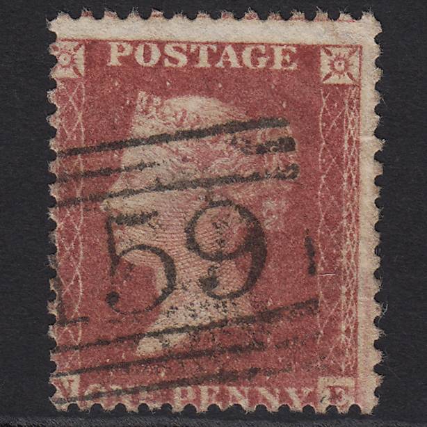 GB QV 1857 1d Rose-red (Plate 56) SG40-C10(1) NE FU Glasgow 159 Misperf