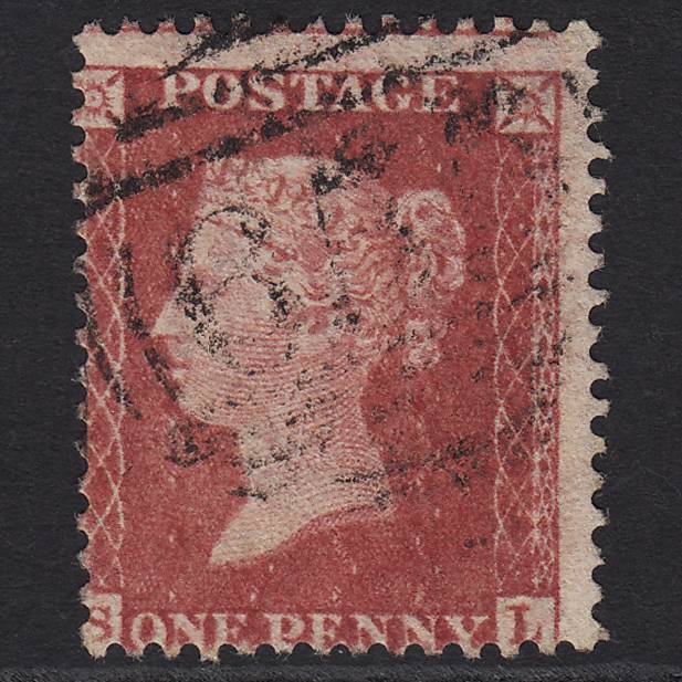 GB QV 1857 1d Rose-red (Plate 57) SG40-C10(1) SL GU Rotherham 655 Misperf