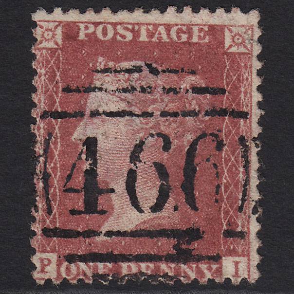 GB QV 1857 1d Rose-red (Plate 55) SG40-C10(1) PI GU Liverpool 466