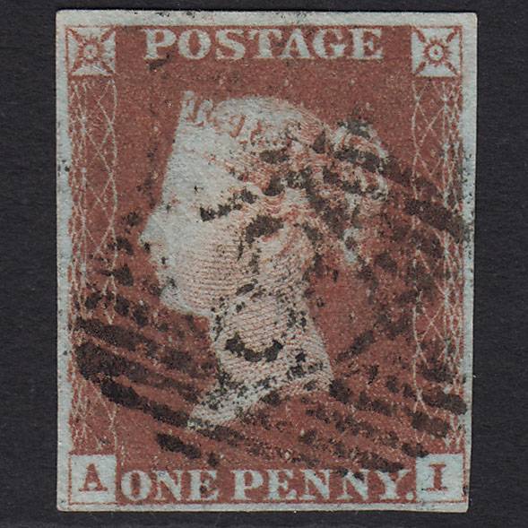 GB QV 1841 1d Red-brown (Plate 69) SG8-B1(1) AI FU 4 Margins London IS 8