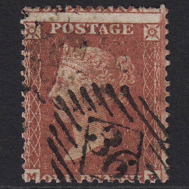 GB QV 1855 1d Red-brown (Plate 13) SG24-C3(1) MF GU London IS 36 Large Misperf