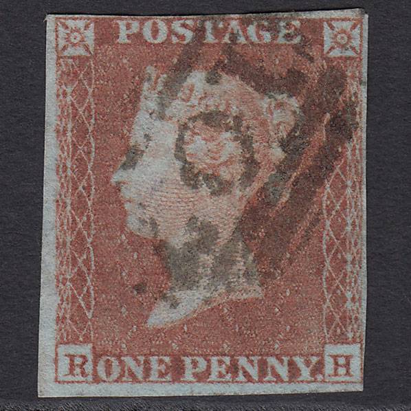 GB QV 1841 1d Red-brown Pl 162 SG8-B2(1) RH FU 4 Margins Bradford 107