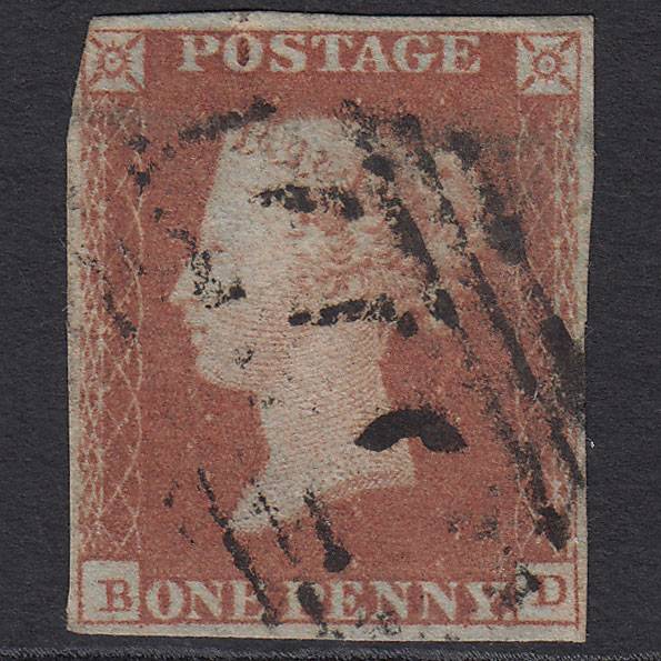 GB QV 1841 1d Red-brown (Plate 121) SG8-B1(1) BD GU nr 4 Margins