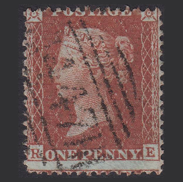 GB QV 1856 1d Red-brown (Plate 35) SG29-C8(1) RE VFU Leeds 447 Misperf