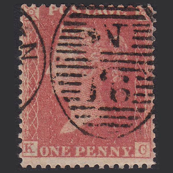 GB QV 1857 1d (Plate 55) SG39-C10(3) Constant Variety KC FU London D&S N16