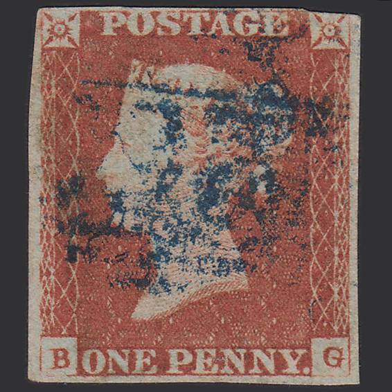 GB QV 1841 1d Red-brown (Plate 85) SG8-B1(1) BG GU 3m Imperf Blue Cancel