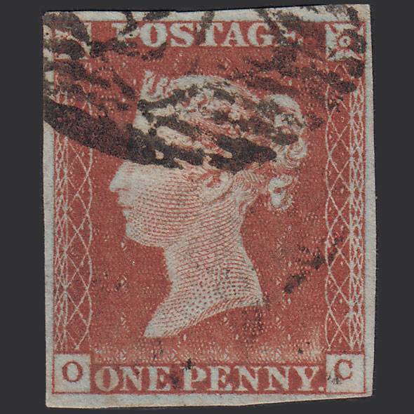 GB QV 1841 1d Pale Red-brown (Plate 52) SG9-B1(3) OC FU 4M London IS 21