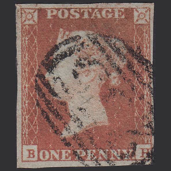 GB QV 1841 1d Red-brown Pl 90 SG8-B1(1) BH FU 4 Margins Doncaster 255