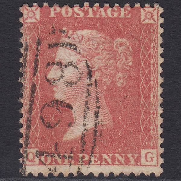 GB QV 1857 1d Rose (Plate 37) SGC9A(2) QG GU Manchester 498