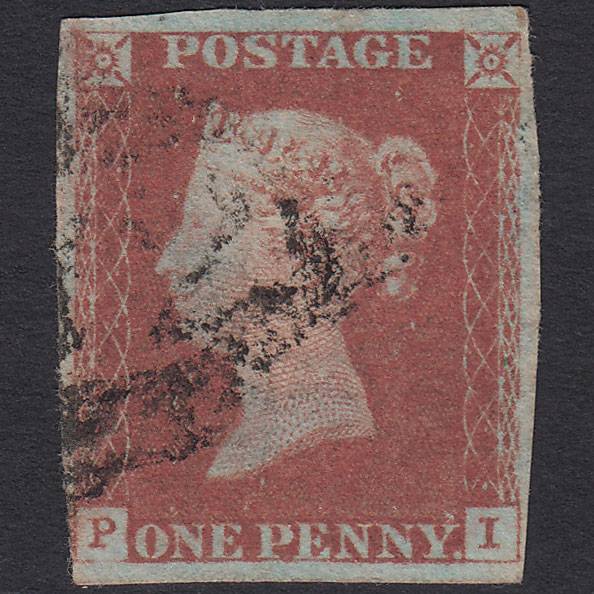 GB QV 1841 1d Red-brown (Plate 72) SG8-B1(1) PI GU nr 4 Margins