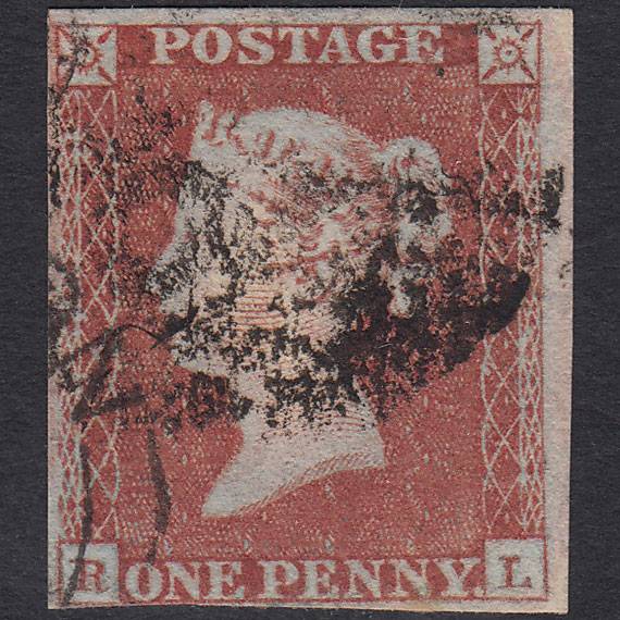 GB QV 1841 1d Pl 121 SG8-B1(1) RL GU nr 4 Margins Lavender Paper Bs91e