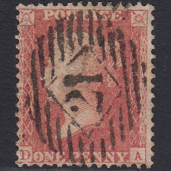 GB QV 1857 1d Rose-Red Transitional (Plate 45) SGC9A(3) DA FU London IS 21