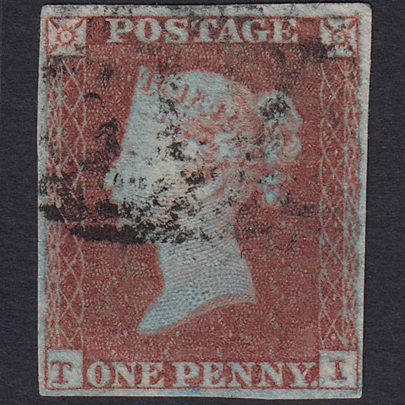 GB QV 1841 1d Red-brown (Plate 96) SG8-B1(1) TI GU 4 Margins