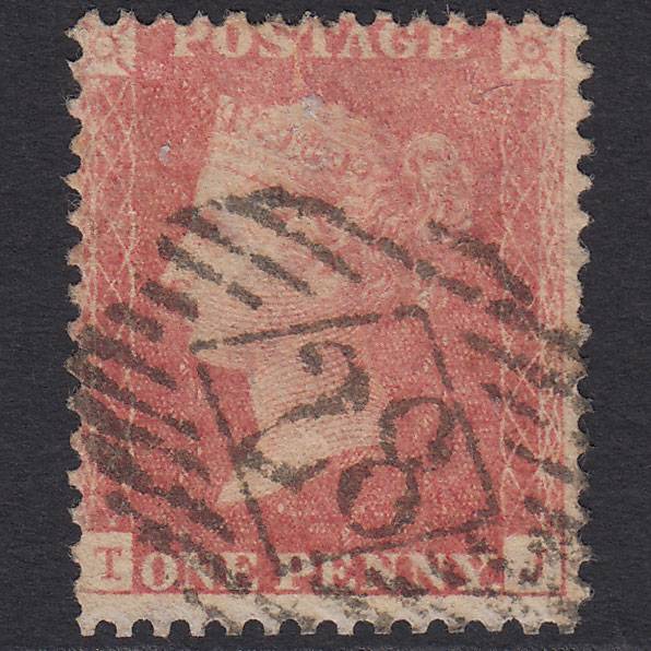 GB QV 1857 1d Pale Red Transitional (Plate 46) SGC9(3) TJ FU London IS 28