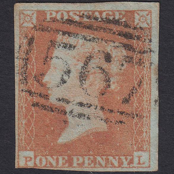 GB QV 1841 1d Orange-Brown Pl 90 SG12-B1(6) PL GU 4M Newton Abbot 567