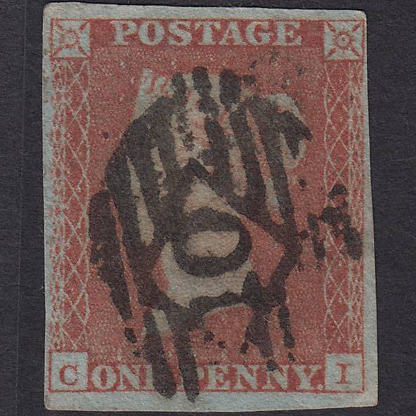 GB QV 1841 1d Red-brown (Plate 123) SG8-B2(1) CI GU 4 Margins London IS 10