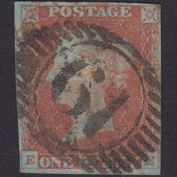 GB QV 1841 1d Very Blued Pl 72 SG8a-B1(2) EE GU 4 Margins London D&S 61