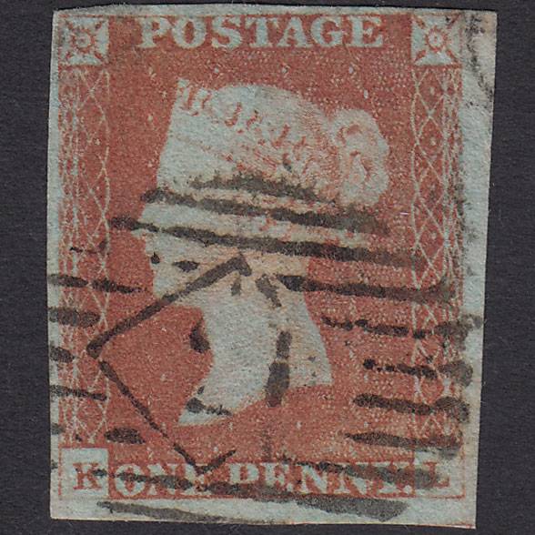 GB QV 1841 1d Red-brown (Plate 74) SG8-B1(1) KL FU 4M London IS Cancel