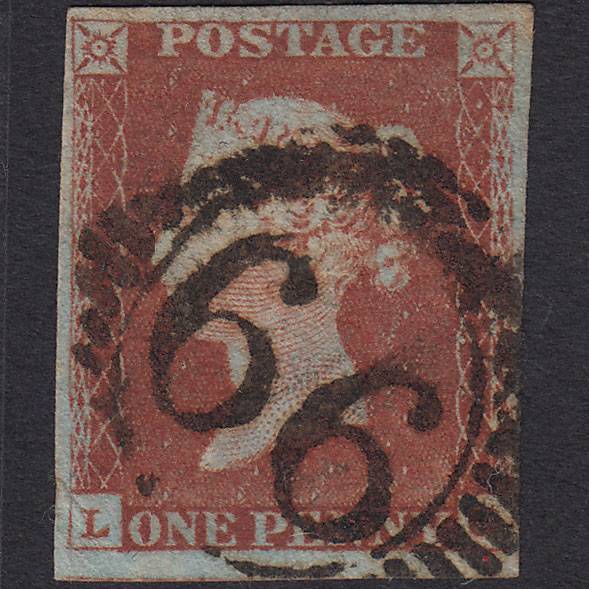 GB QV 1841 1d Red-brown Pl 57 SG8-B1(1) LG FU 4 Margins London D&S 66