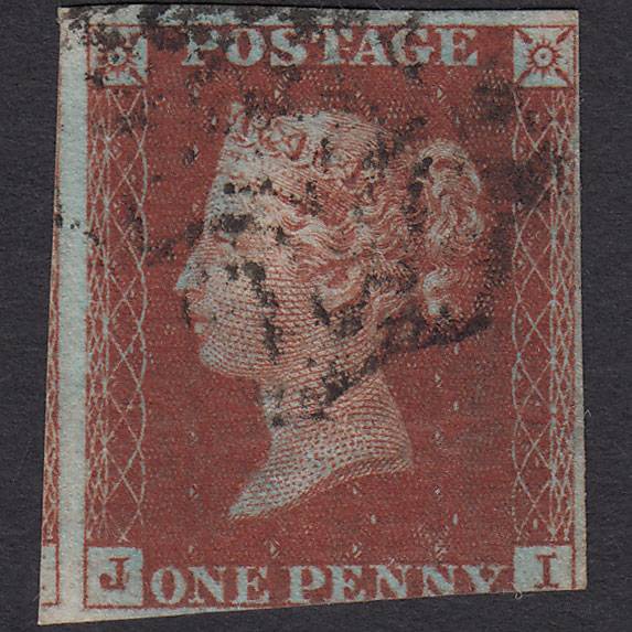 GB QV 1841 1d Red-brown Pl 41 SG8-B1(1) JI GU 3 Margins Maltese Cross
