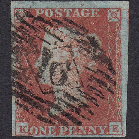 GB QV 1841 1d Red-brown Pl 110 SG8-B1(1) KE GU 4 Margins London IS 16