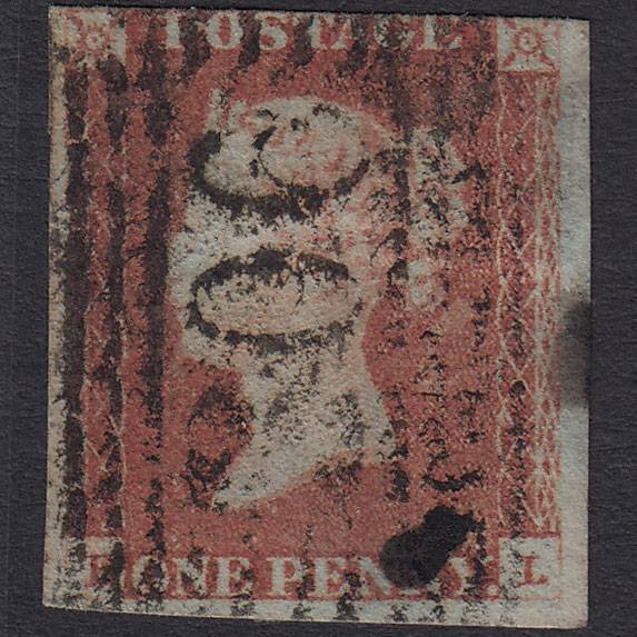 GB QV 1841 1d Red-brown Pl 80 SG8-B1(1) BL GU 3m South Queensferry 306