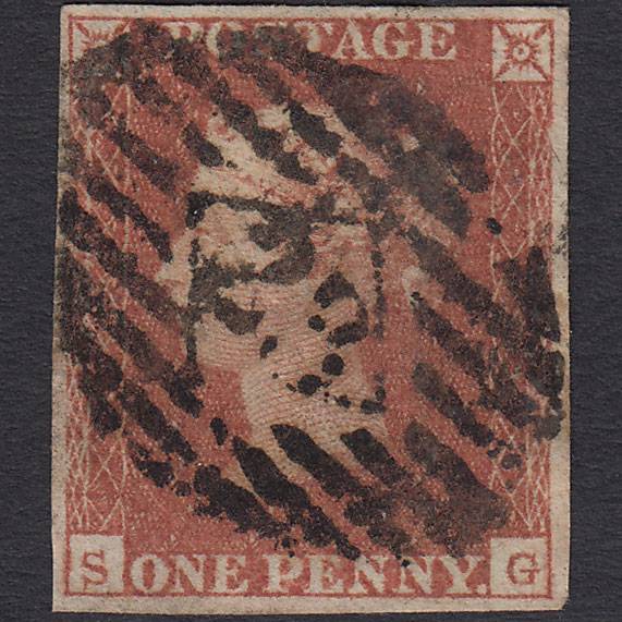 GB QV 1841 1d Red-brown Pl 101 SG8-B1(1) SG GU 4 Margins London IS 23