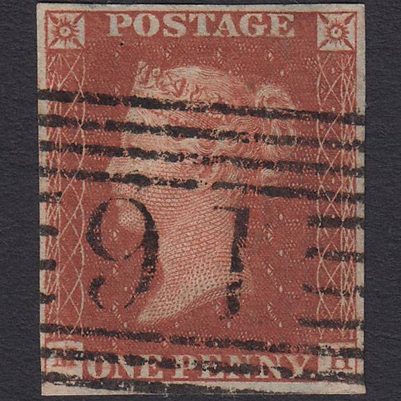 GB QV 1841 1d Deep Red-brown Pl 36 SG10-B1(4) MH VFU 4M Cupar Angus 91