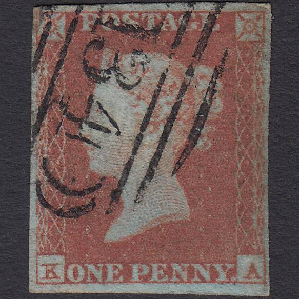 GB QV 1841 1d Red-brown (Plate 118) SG8-B1(1) KA FU 4 Margins Bristol 134