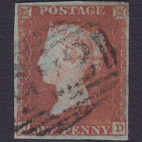 GB QV 1841 1d Red-brown (Plate 87) SG8-B1(1) JD FU 4 Margins Worksop 922