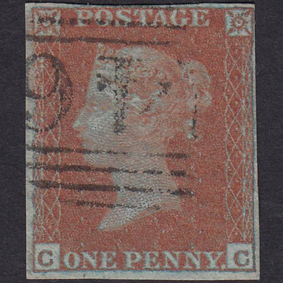 GB QV 1841 1d (Plate 136) SG8a-B1(2) Framed Reverse CC VFU 4M Builth 146