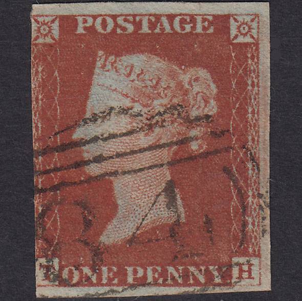 GB QV 1841 1d Deep Red-brown (Plate 52) SG10-B1(4) TH GU 3m Canterbury 84
