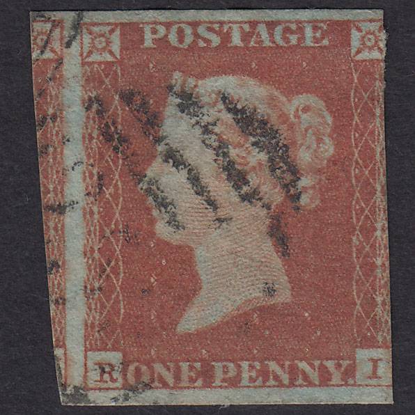 GB QV 1841 1d Red-Brown Plate 106 SG8-B1(1) RI GU 3 Margins Late Usage