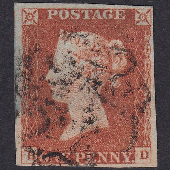 GB QV 1841 1d Red-Brown Plate 23 SG8-B1(1) BD FU Missing Imprimatur 4M MX
