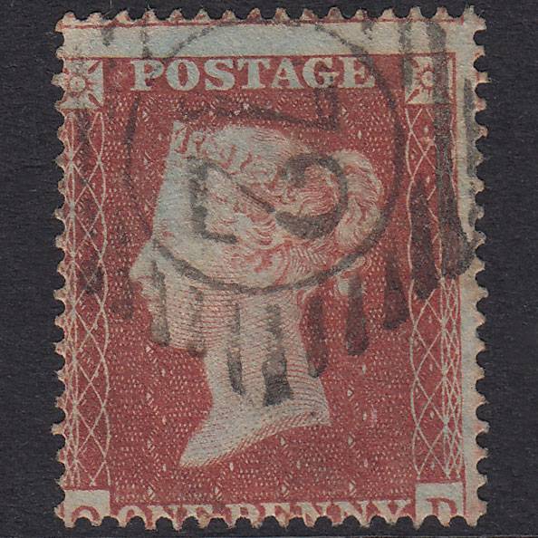 GB QV 1854 1d Red-Brown Plate 180 SG17-C1(1) OD FU London D&S 72