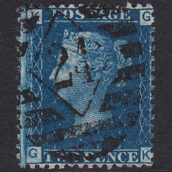 GB QV 1869 2d Blue Plate 13 SG46-G3 GK GU London IS 24