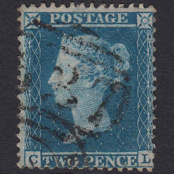 GB QV 1855 2d Blue Plate 5 SG34-F6(1) CL GU