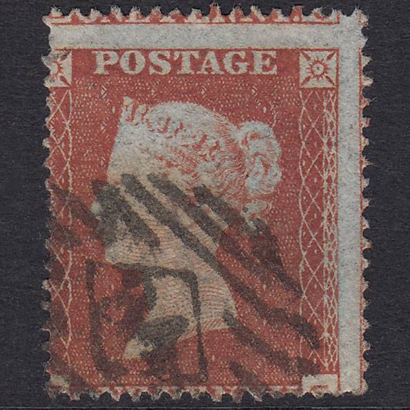 GB QV 1854 1d Red-Brown SG17-C1(1) GU London IS 34 Misperf