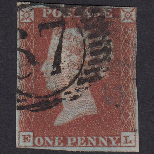 GB QV 1841 1d Plate 45 SG8-B1(1) Constant Variety EL GU London D&S 67