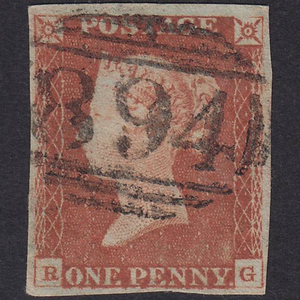 GB QV 1841 1d Red-Brown Plate 63 SG8-B1(1) RG FU 4 Margins Winslow 894