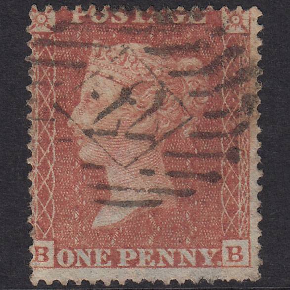 GB QV 1855 1d Red-Brown Plate 9 SG21-C4(1) BB GU London IS 22